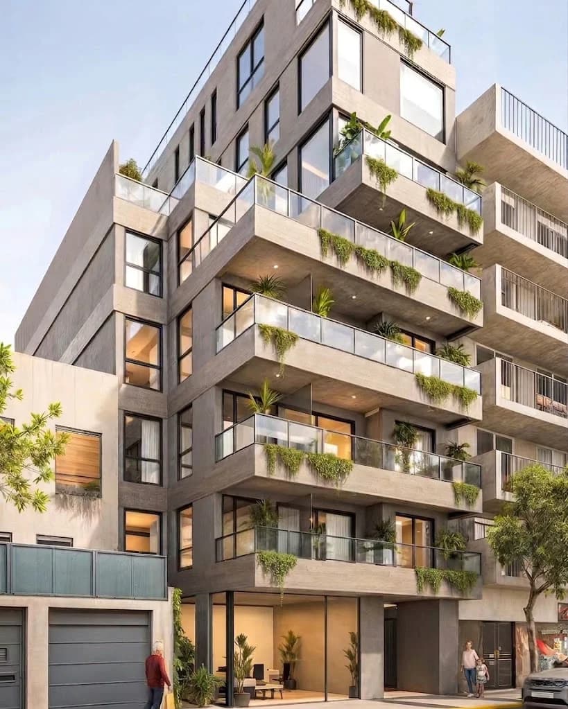 Render de la fachada de Velasco 649, edificio administrado por el estudio en CABA